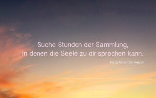 Suche Stunden der Sammlung ... Seele zu Dir sprechen kann - Albert Schweizer